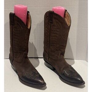 DURANGO Brown Leather Lady Rebel Cowboy Western Boots Flame Overlay Womens Sz 7